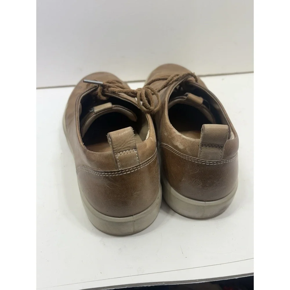 ECCO Men's Soft 7 Shoes Size US 10 EU 44 Brown Leather‎ Low Top Lace Up Sneakers
